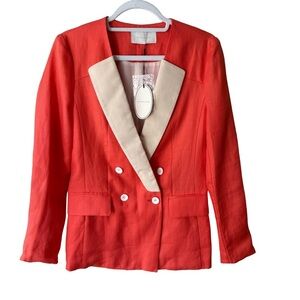 Eryn Brinie Elegant Orange Double-Breasted Blazer Size S Office Business NEW